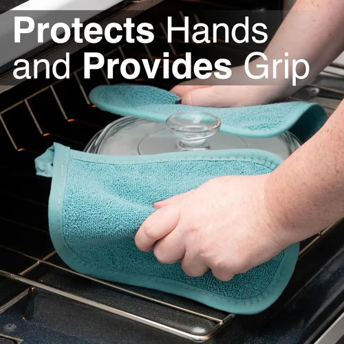Vista 5 de RITZ Agarradera de olla y protector térmico de rizo: Resistente al calor sin igual, duradero 100% algodón – Diseñado ergonómicamente para un agarre