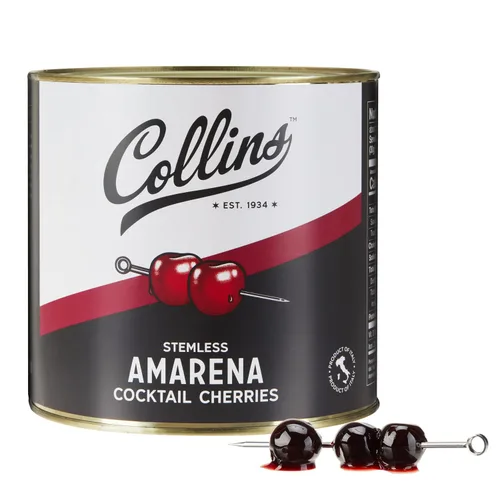 Vista 10 de Collins Amarena Cherries - Guarnición de cóctel prémium para cócteles, mezclas antiguas, cerezas italianas, tarro de cereza agria dulce de 13.4 onzas