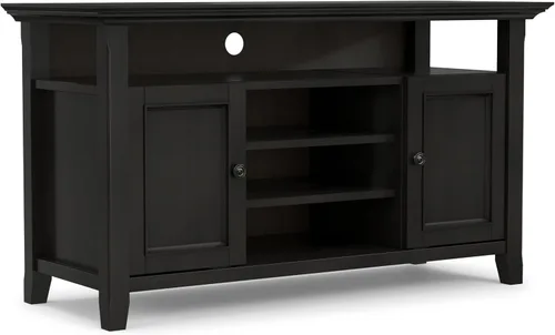 Vista 21 de SIMPLIHOME Amherst - Soporte de TV de transición de madera maciza de 72 pulgadas de ancho, estilo rústico marrón envejecido, para televisores