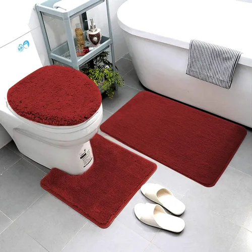 Vista 3 de Luxury Home Goods Juego de 3 alfombras de baño de microfibra súper suave, incluye alfombra de baño, alfombra de contorno y cubierta para tapa