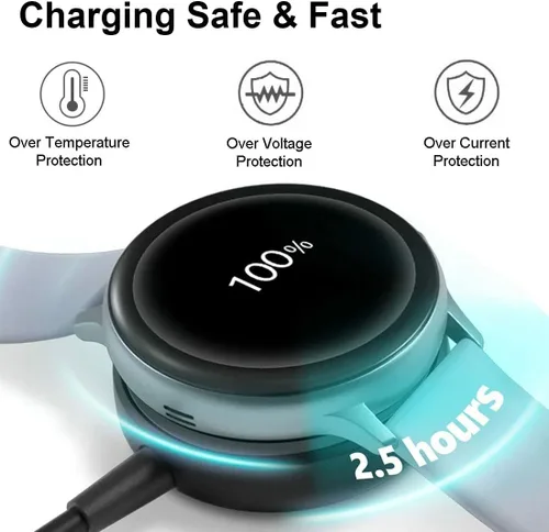Vista 3 de Cargador para Samsung Galaxy Watch 8/8 Classic/Ultra/7/6/6 Classic/FE/5/5 Pro/4/4 Classic/3/Active 2/Active, cable de repuesto inalámbrico de carga