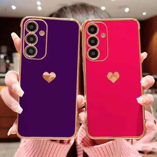 Vista 44 de phylla Funda de teléfono compatible con Samsung Galaxy A12 de 6.5 pulgadas, lindo corazón chapado en oro, elegante funda de lujo para mujer