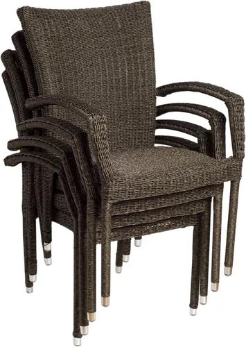 Vista 7 de Amazonia Bruselas - Juego de comedor rectangular de teca y mimbre, 7 piezas, color marrón claro