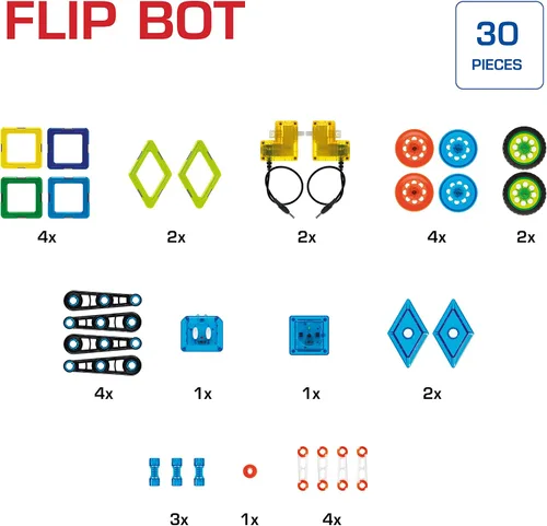 Vista 4 de GeoSmart Flip Bot - Construye vehículos geomagnéticos controlados a distancia con este juego de construcción magnético centrado en STEM con motores