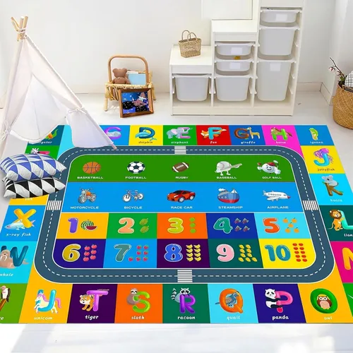 Vista 13 de ABC - Tapete de aprendizaje infantil de 2 x 3 pies, rectangular, antideslizante, lavable a máquina, para sala de estar, dormitorio, aula, cuarto