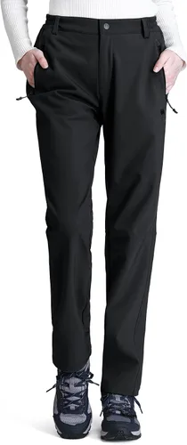 Vista 3 de GOLDEN CAMEL Pantalones de senderismo Softshell para mujer, impermeables, resistentes al viento, pantalones de esquí de invierno con forro polar