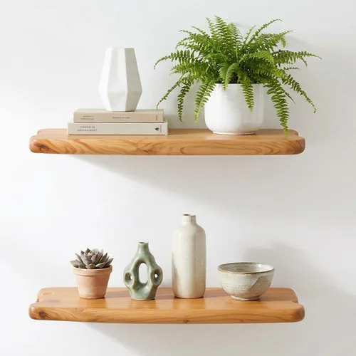 Vista 10 de WELLAND Live Edge - Estantes flotantes de cedro para mesita de noche, juego