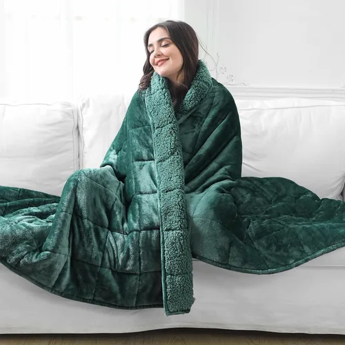 Vista 7 de Aemicion Manta con peso para niños de 7 libras, tamaño individual de 41 x 60 pulgadas, cómoda, suave y esponjosa Sherpa, manta pesada para niños