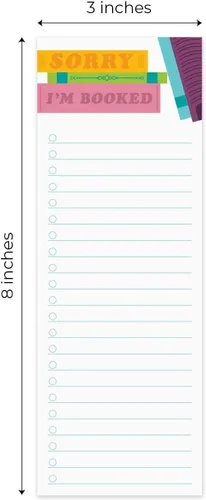 Vista 3 de Book Lover - Juego de 3 blocs de notas adhesivas coloridas para hacer, rastreadores de tareas de ratón de biblioteca de 3 x 8 pulgadas, 50 hojas por