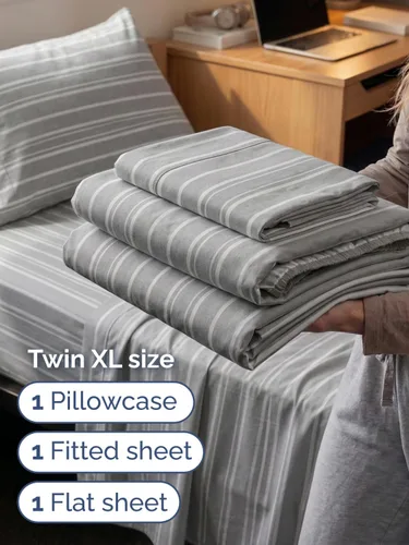 Vista 335 de Extra Deep Twin XL Sheet Set - 3 Piece College Dorm Room - White 01-Blanco