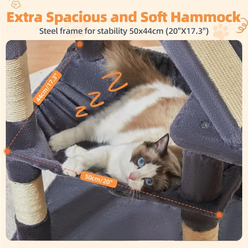 Vista 82 de Taoqimiao Árbol para gatos de 57.5 pulgadas, torre para gatos de interior para adultos, condominio extragrande para gatos, 8 postes rascadores