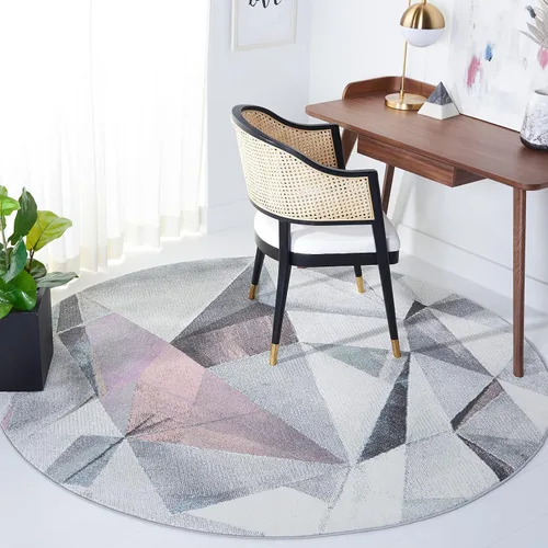 Vista 28 de SAFAVIEH Porcello Collection - Alfombra decorativa de 2 pies 3 pulgadas x 4 pies, gris claro y naranja, diseño abstracto moderno, no desprende