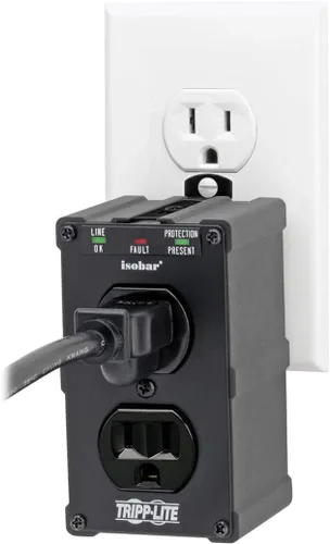 Vista 5 de Tripp lite Isobar Barra protectora con salida de 8 contactos contra sobretensiones, con cable de 25 pies, enchufe de ángulo recto para diagnóstico