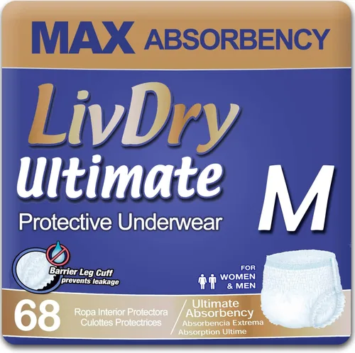 Vista 17 de LivDry Ultimate - Ropa interior para incontinencia para adultos, alta absorción, protección contra fugas, talla S, paquete de 18