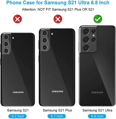 Vista 2 de Asuwish Funda compatible con Samsung Galaxy S21 Ultra Glaxay S21ultra 5G y protector de pantalla de vidrio templado, ranura para tarjetero, función