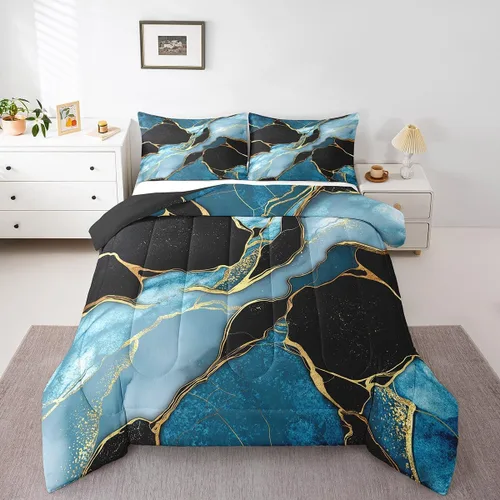Vista 33 de Erosebridal Juego de ropa de cama abstracta con diseño de olas marinas tamaño Queen, juego de edredón y juegos de ropa de cama con temática de playa