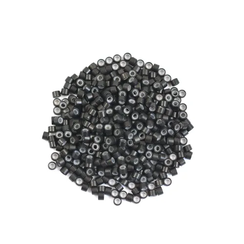 Vista 3 de 200Pcs 4mm Silicone Lined Micro Hair Extensions Beads, Black Negro