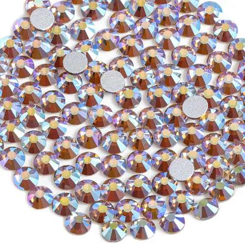 Vista 13 de Beadsland 1440 diamantes de imitación de cristal con parte trasera plana, gemas redondas, ámbar, SS3, 0.047-0.055 in