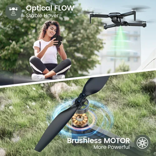 Vista 3 de Holy Stone FPV Drone con cámara HD 1080P para adultos y niños principiantes, HS280D cuadricóptero RC plegable con motor sin escobillas, flujo