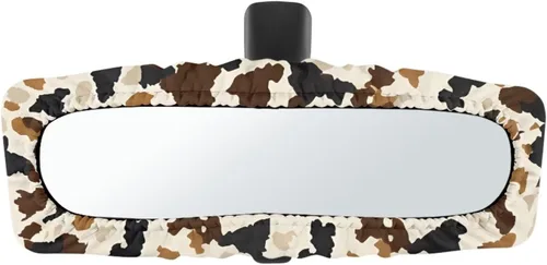 Vista 22 de Funda para espejo retrovisor de automóvil con estampado de vaca negro, protector de espejo retrovisor automático elástico