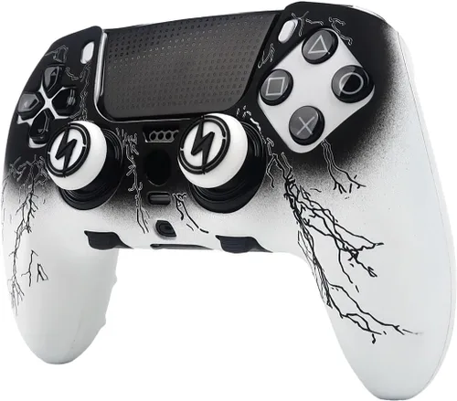 Vista 2 de RALAN Fundas de silicona para controlador de iluminación con 2 agarres para el pulgar, compatibles con PS5 Dualsense Edge Controller Play Station 5