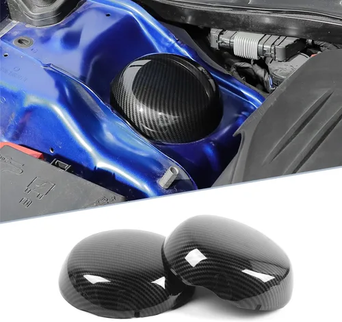 Vista 4 de JWWY Cubierta colgante para compartimento del motor para Dodge Challenger Charger 2009-2025+, accesorios de motor, fibra de carbono ABS, 2 piezas