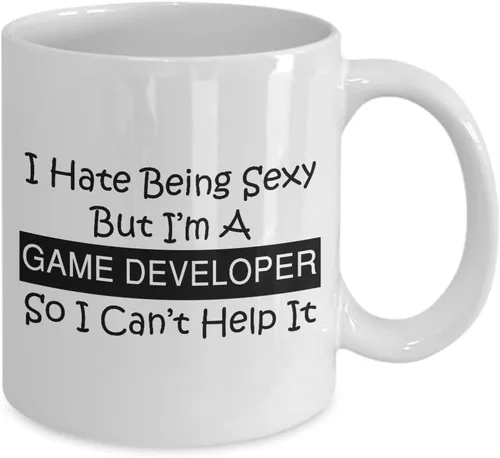 Vista 2 de Regalo divertido para diseñador de juegos, con texto en inglés "I Hate Being Sexy But I Cant Help It - Game Developer Mug Video Coffee Tea Cup