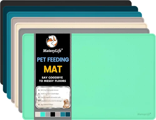 Vista 12 de MateeyLife Tapete de Silicona para Comida de Gatos y Perros para Pisos Impermeable, Tapetes Antideslizantes para Tazones de Perros para Comida