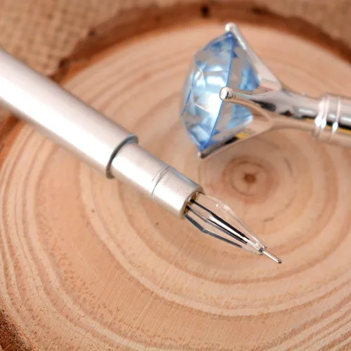 Vista 5 de 8 bolígrafos de diamantes Kawaii, bolígrafo de cristal grande con diamantes de cristal brillante, bolígrafo metálico con tinta de gel, bolígrafos