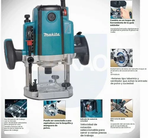 Vista 4 de Makita RP2301FC 3-1/4 HP* Router de inmersión, con velocidad variable