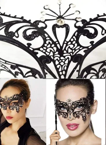 Vista 6 de Seglorwy Máscara de baile de máscaras para mujer, con diamantes de imitación venecianos, para Halloween, Navidad, noche, baile de graduación, fiesta