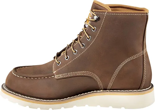 Vista 2 de Carhartt Botas de trabajo impermeables de 6 pulgadas con cuña de punta de acero tipo mocasín para hombre marrón oscuro aceitado bronceado