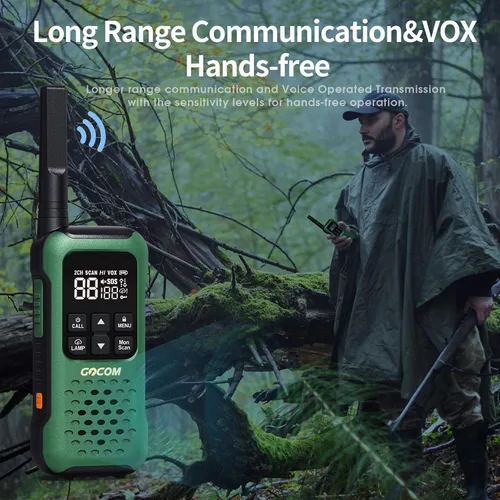Vista 5 de GOCOM G9 Walkie Talkie impermeable para adultos de largo alcance, radio flotante portátil de dos vías, alerta meteorológica NOAA, SOS, linterna