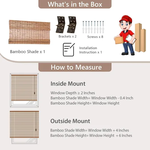 Vista 6 de Persianas Romanas de Bambú Inalámbricas, Persianas para Ventanas, Persianas de Madera Tejida Personalizadas para Ventanas Interiores, Puertas
