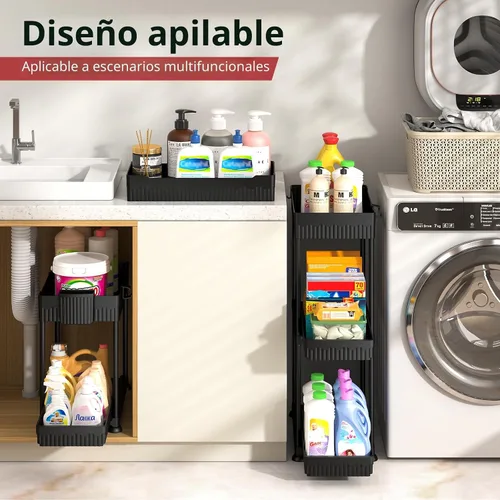 Vista 5 de Sevenblue Paquete de 4 organizadores para debajo del fregadero, organizadores de baño y almacenamiento, organizador de armario extraíble multiuso