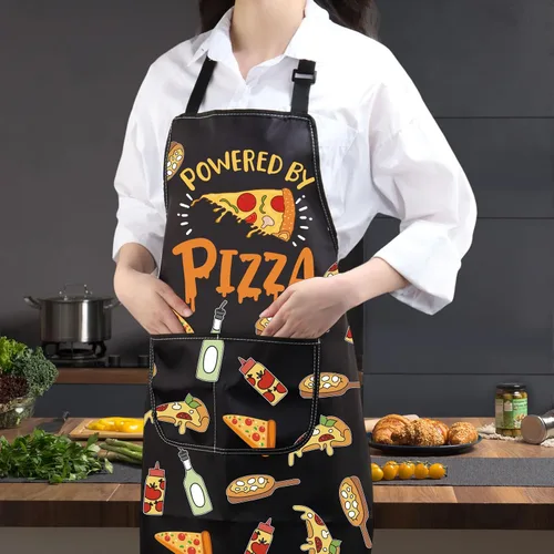 Vista 6 de JXGZSO Delantal de pizza motorizado para amantes de la pizza, delantal ajustable alimentado por pizzería, delantal de cocina de chef delantal