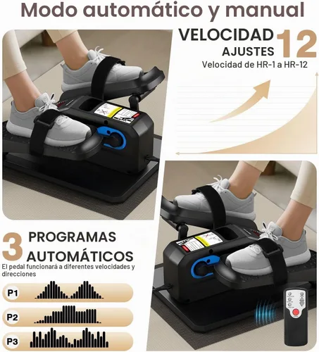Vista 2 de Under Desk Elliptical Machine,Ellipse Leg Exerciser Electric with Remoter,12 Manual Adjustable Speed and 3 Automatic Speed,Portable Seated Pedal