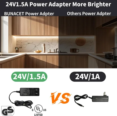 Vista 3 de COB - Tira de luz LED de 40 pies/39.4 ft (1 rollo), blanco cálido, 3000 K, alto lumen, CRI 90+ con adaptador de corriente con certificación UL