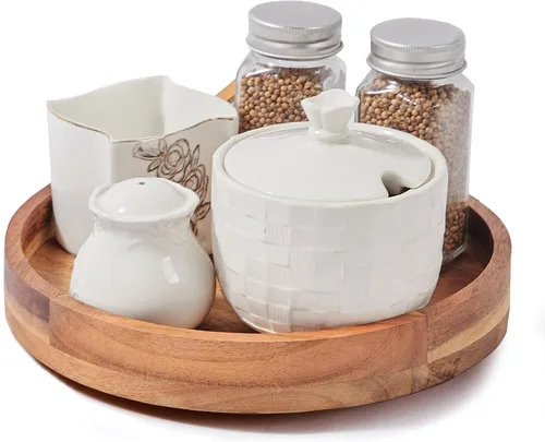 Vista 12 de Organizadores Lazy Susan de Madera de Acacia de 10 Pulgadas, ACIAZAAZ Lazy Susan Giratorio para Gabinete, Giratorio de Cocina para Almacenamiento