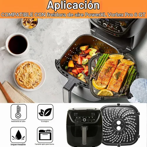 Vista 3 de GWY Accesorios para freidora de aire PowerXL Vortex Pro de 6 cuartos de galón, antiadherente ovalada de 8.67 x 8.67 pulgadas, piezas de repuesto