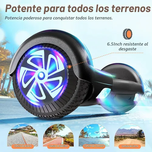 Vista 2 de CBD Hoverboard, Bluetooth 6.5" All-Terrain Off-Road Scooter with LED Lights Negro