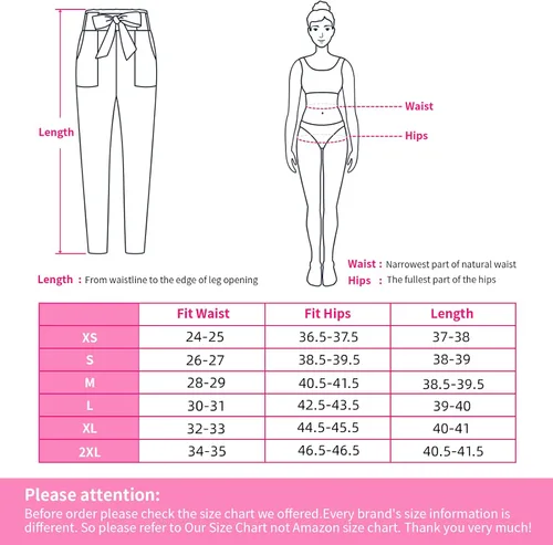 Vista 2 de Freeprance Pantalones de mujer Pantalones casuales Bolsa de papel Pantalones Cintura elástica Bolsillos delgados