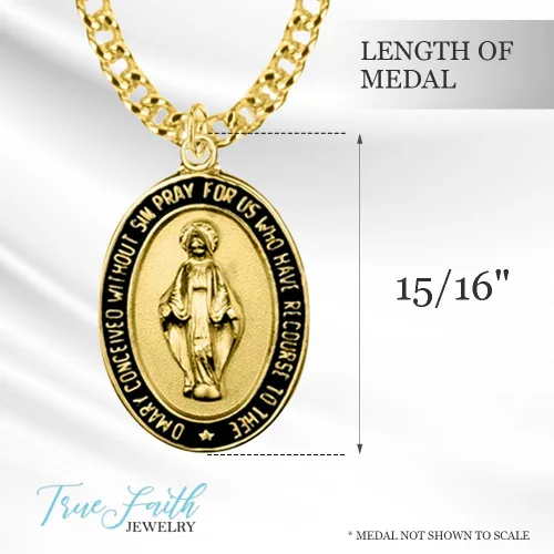 Vista 6 de TrueFaithJewelry Medalla milagrosa con borde esmaltado negro, 7/8 pulgadas