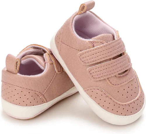 Vista 6 de Tenis de tobillo alto unisex para bebés, niños y niñas, suela de goma suave, zapatos de cuna para niños pequeños