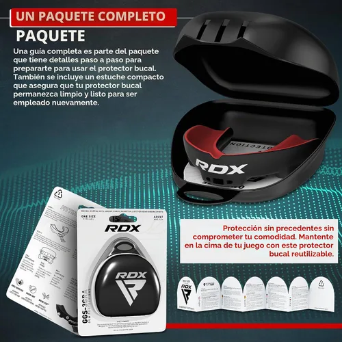 Vista 7 de RDX Protector Bucal para Boxeo MMA Kickboxing Muay Thai Judo Karate - Protector de Mandíbula con Funda de Almacenamiento para Adultos, Artes Rojo