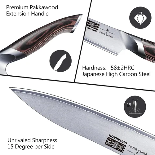 Vista 3 de HOSHANHO Cuchillo utilitario de cocina de 6 pulgadas, cuchillo de chef japonés ultra afilado del acero inoxidable