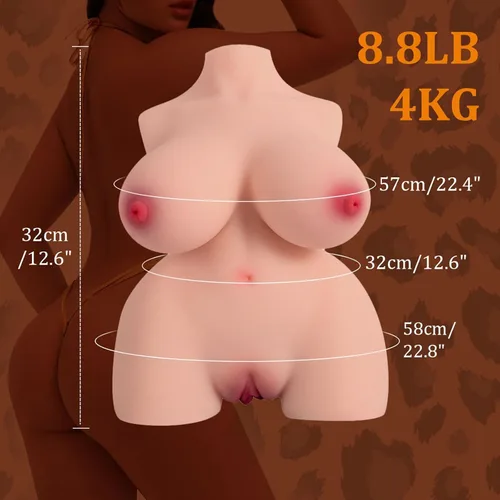 Vista 6 de Muñeca sexual vibrante de 8.8 libras con voz, masturbador masculino, torso femenino realista con tetas, vagina anal, gran culo, vagina de bolsillo