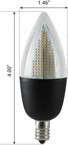 Vista 4 de Euri Lighting - Foco de llama parpadeante, ECA9.5-2120fcb, candelabro decorativo CA9.5 con base E12, blanco cálido 1800K, no regulable, 1W