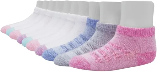 Vista 6 de Hanes Calcetines tobilleros antideslizantes para bebés y niños pequeños, paquete múltiple