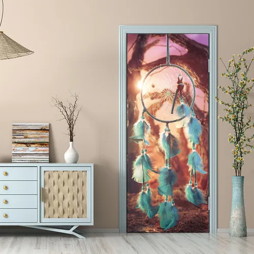 Vista 10 de TUOKING Adhesivo para puerta, calcomanías de vinilo para puerta, mural autoadhesivo para decoración del hogar, 30.3 pulgadas de ancho x 78.7